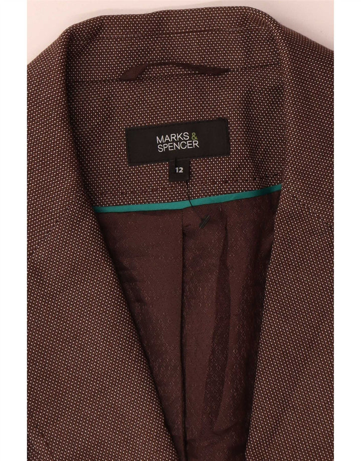 Jaqueta blazer feminina Marks & Spencer com 1 botão Reino Unido 12 marrom médio manchado