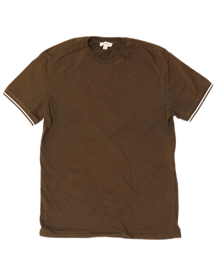 Camiseta masculina REISS Top pequeno algodão cáqui