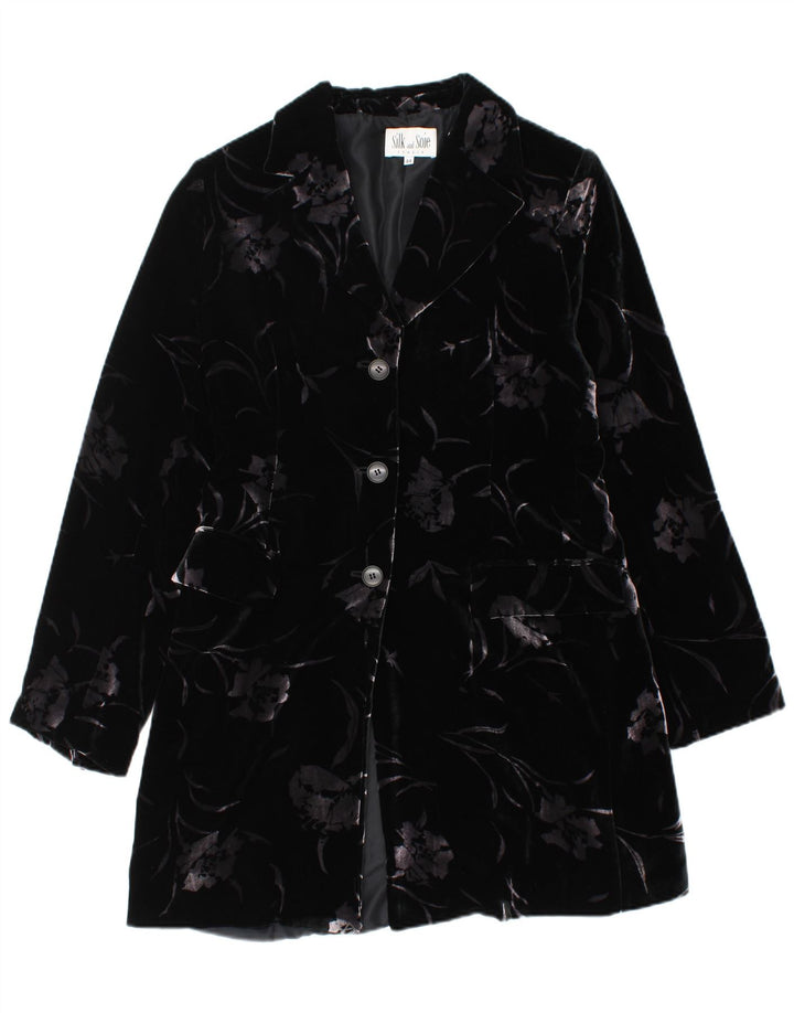 Conjunto feminino de veludo com 3 botões e 2 peças SILK AND SOIE IT 44 médio preto floral