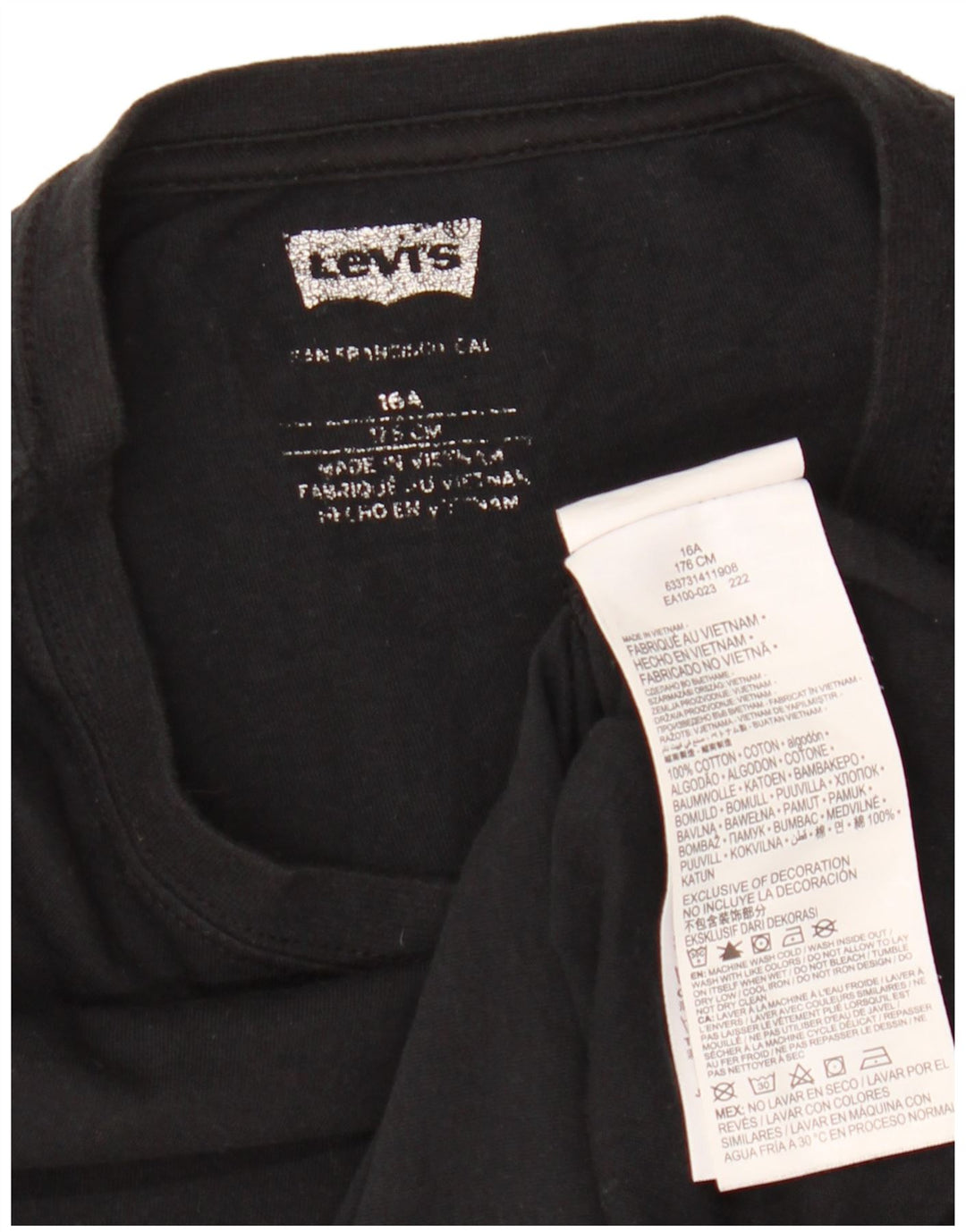 Camiseta feminina LEVI'S 15-16 anos algodão preto