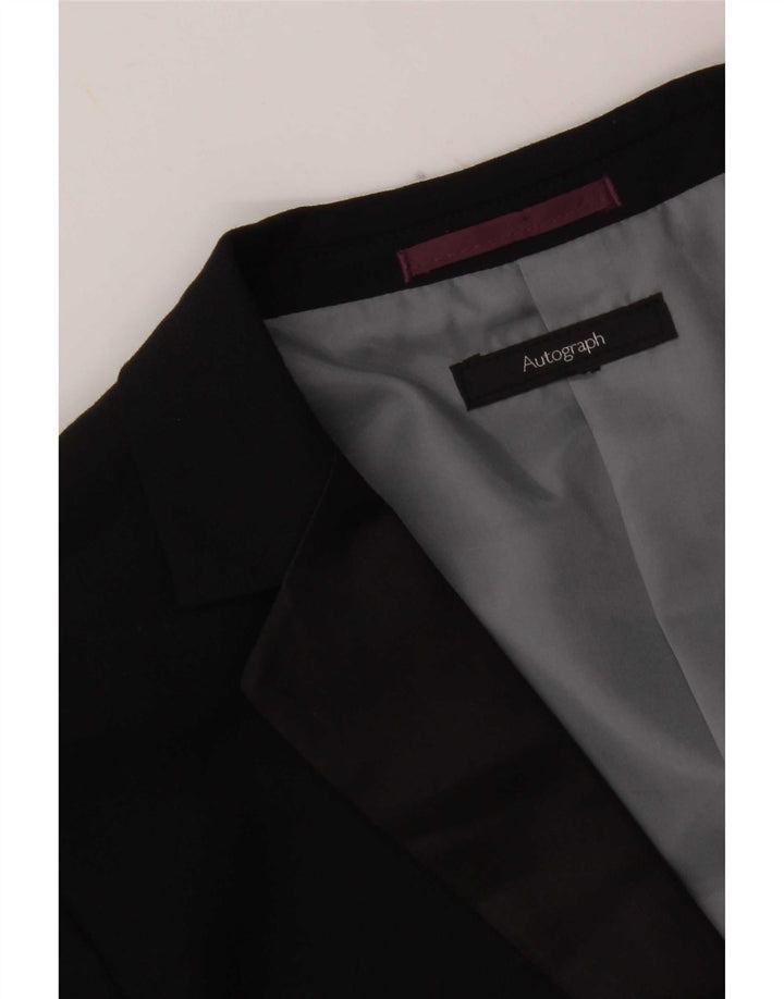 Jaqueta blazer feminina Marks & Spencer Autograph 2 botões Reino Unido 10 pequena preta