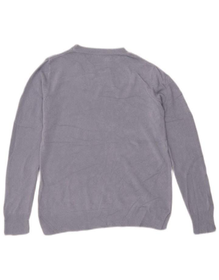 Suéter feminino Marks & Spencer com gola redonda grande, Reino Unido 10 pequeno azul