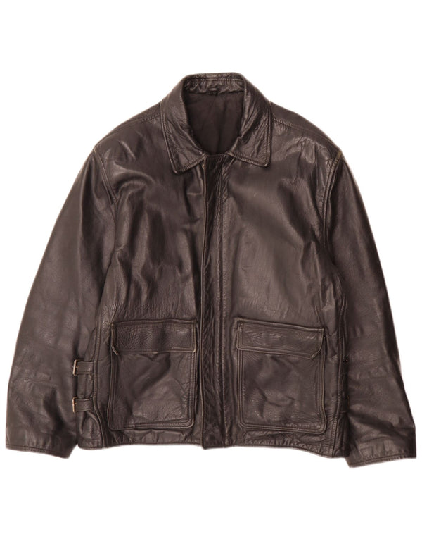 Jaqueta de couro masculina vintage IT 48 média preta