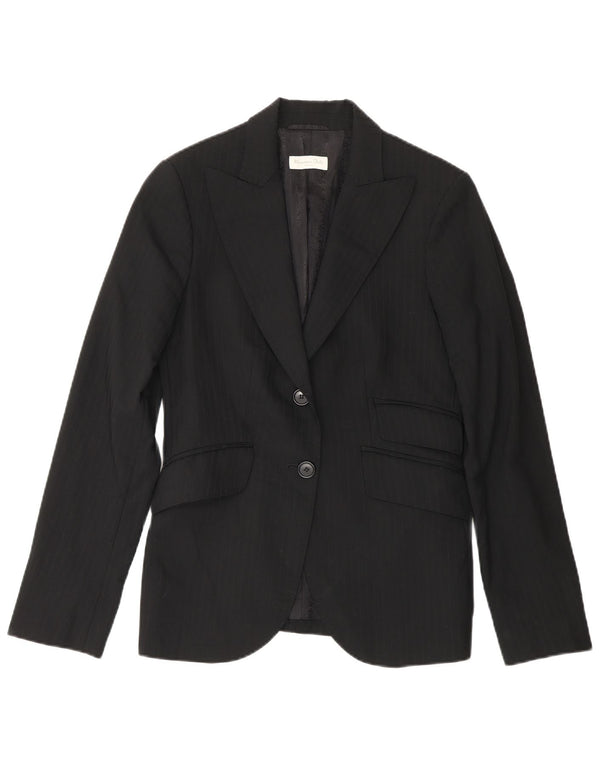 Jaqueta blazer feminina Massimo Dutti com 2 botões UE 38 pequena risca de giz preta