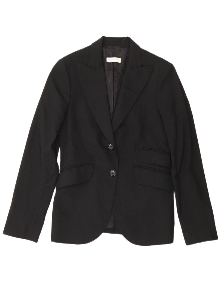 Jaqueta blazer feminina Massimo Dutti com 2 botões UE 38 pequena risca de giz preta