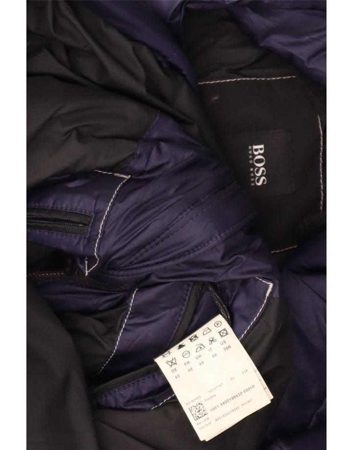 Jaqueta acolchoada masculina Hugo Boss EU 48 poliéster azul marinho médio