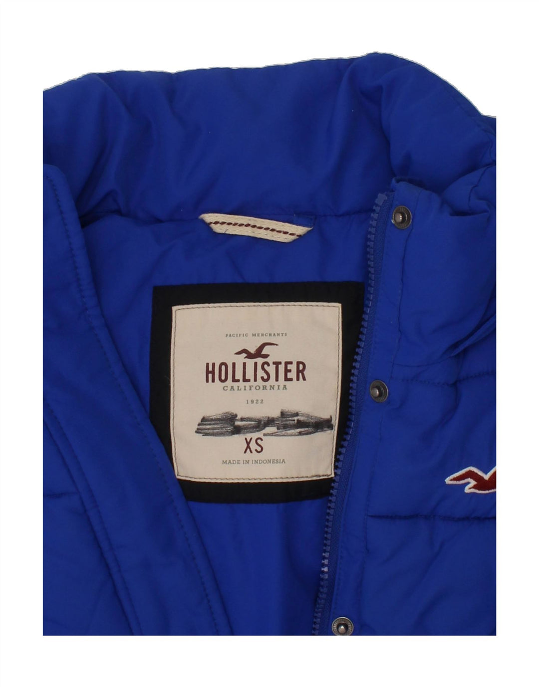 HOLLISTER Girls Hooded Padded Gilet 5-6 Years XS Blue Vintage Hollister and Second-Hand Hollister from Messina Hembry 