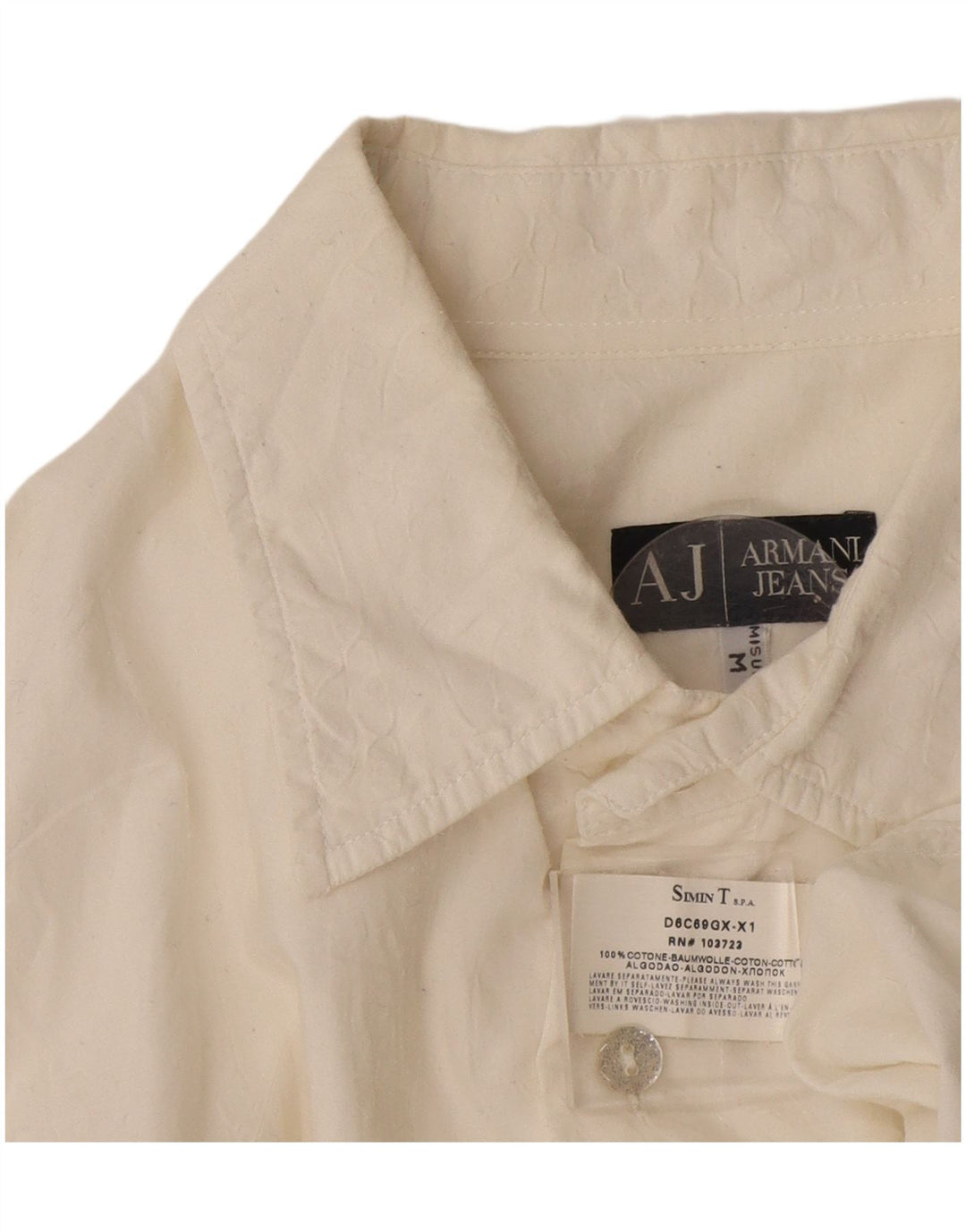 Camisa masculina Armani Jeans de algodão branco médio
