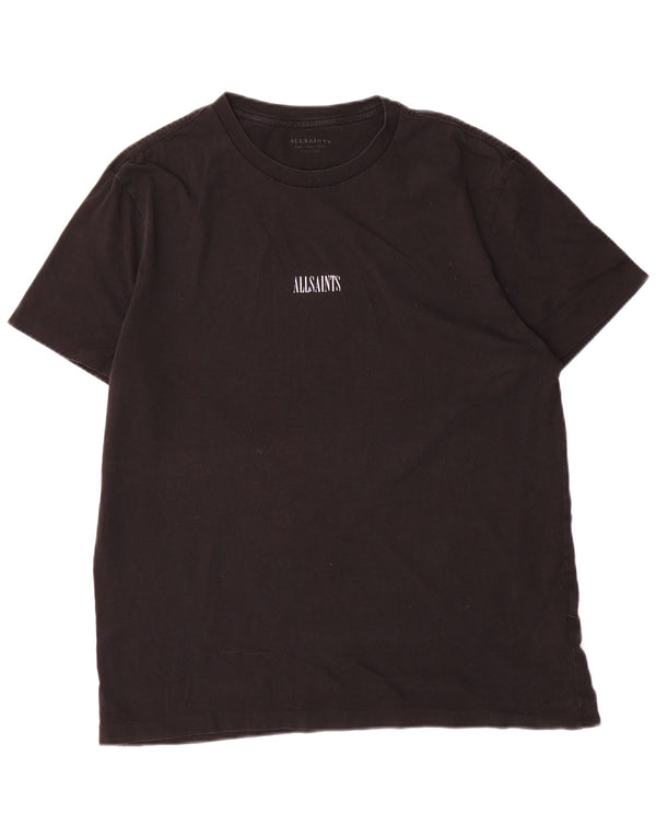 Camiseta masculina All Saints com ajuste relaxado e estampa gráfica pequena de algodão preto