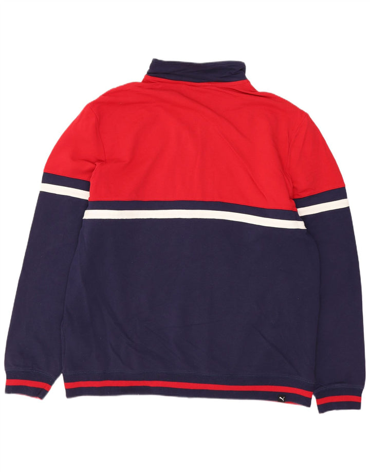 Puma Mens Tracksuit Top Jacket XL Azul Marinho Colorblock Algodão