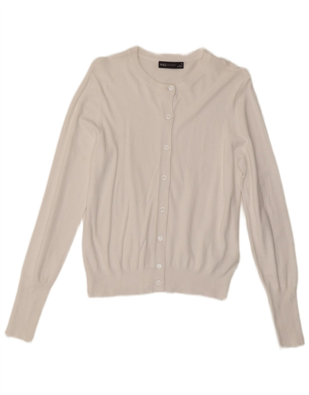 Suéter cardigã feminino Marks & Spencer Reino Unido 10 viscose branca pequena