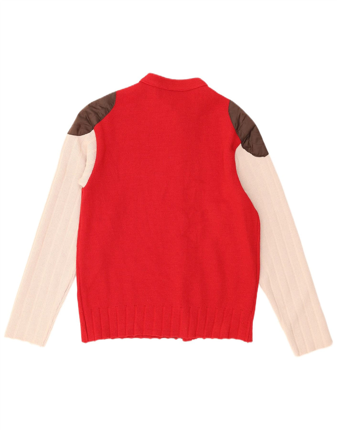 Suéter Cardigan Masculino Studio Médio Vermelho Colorblock Acrílico