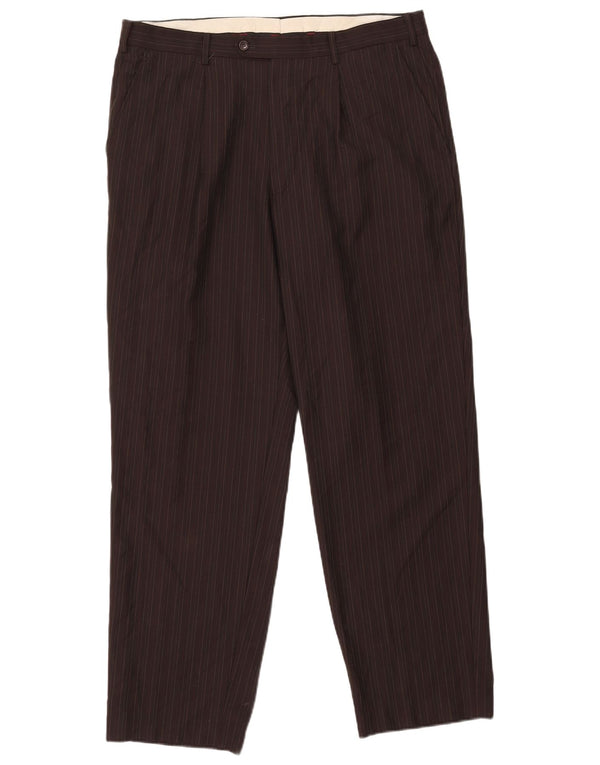 Calça masculina Pierre Cardin de terno reto IT 54 2XL W36 L31 listrado marrom