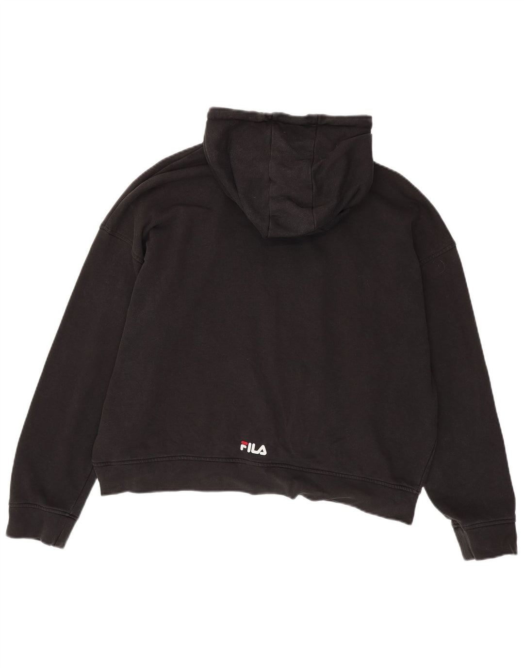 Pulôver feminino com capuz gráfico oversized FILA UK 18 XL algodão preto