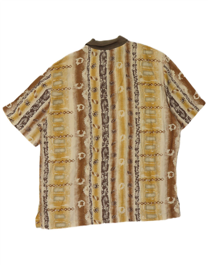 Pulôver masculino vintage de manga curta Camisa grande floral amarelo
