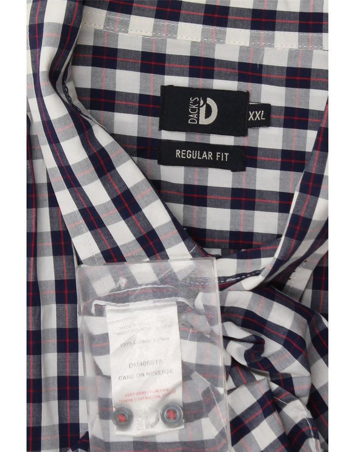 Camisa masculina de ajuste regular da Dack 2XL algodão guingão azul marinho