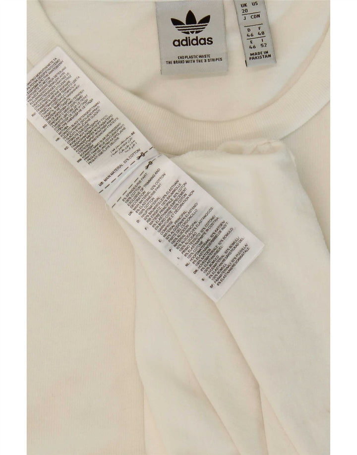Top feminino Adidas manga comprida UK 20 2XL algodão branco