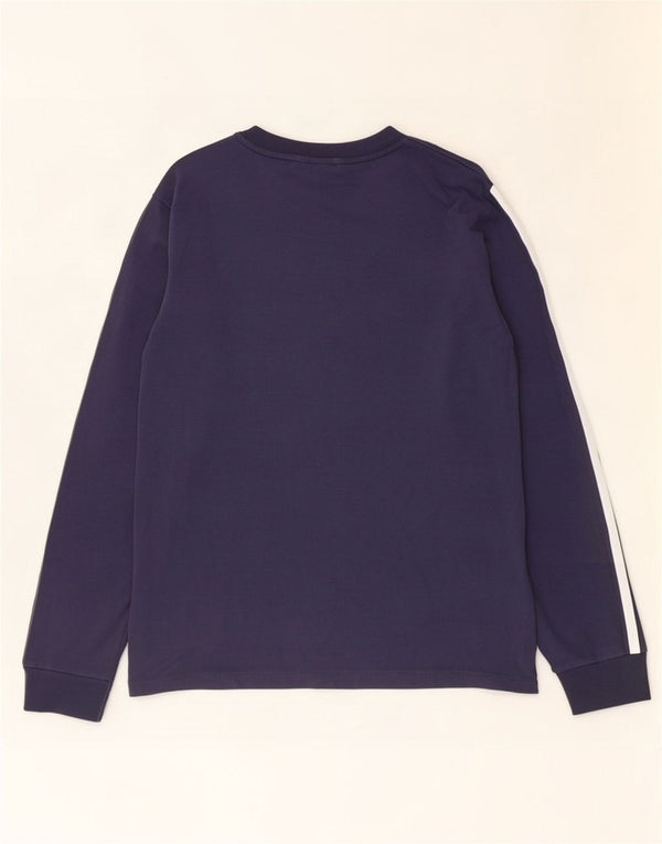 Top feminino Adidas manga comprida UK 10 pequeno algodão azul marinho