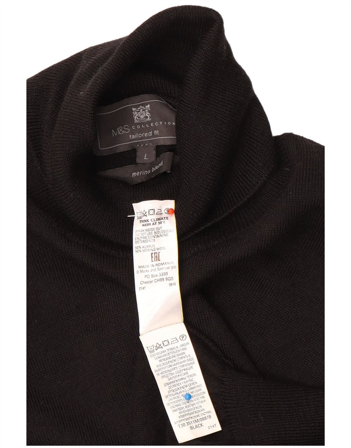 Suéter feminino Marks & Spencer com gola redonda Reino Unido 16 grande preto