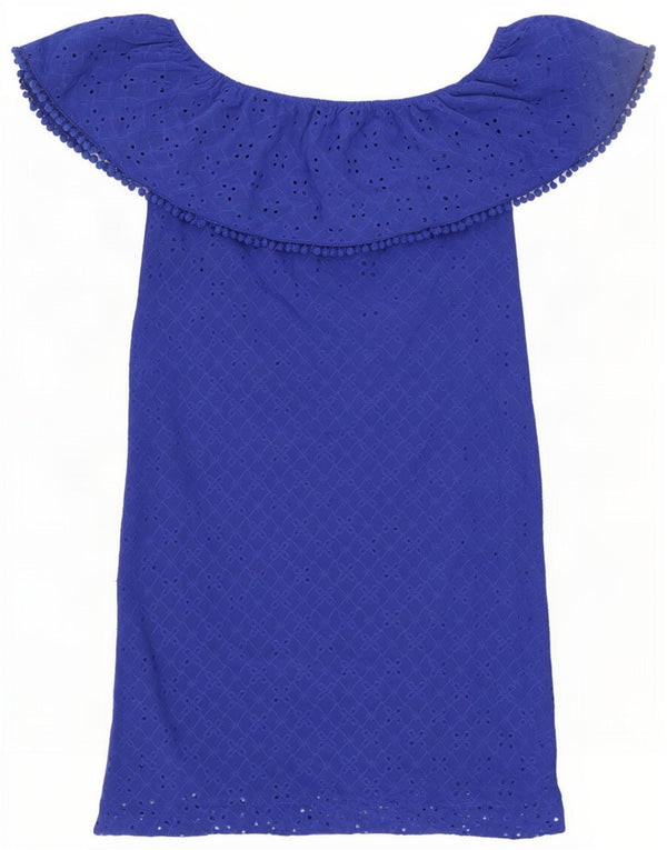 Vestido feminino Oasis com ombros de fora UK 6 XS azul poliéster