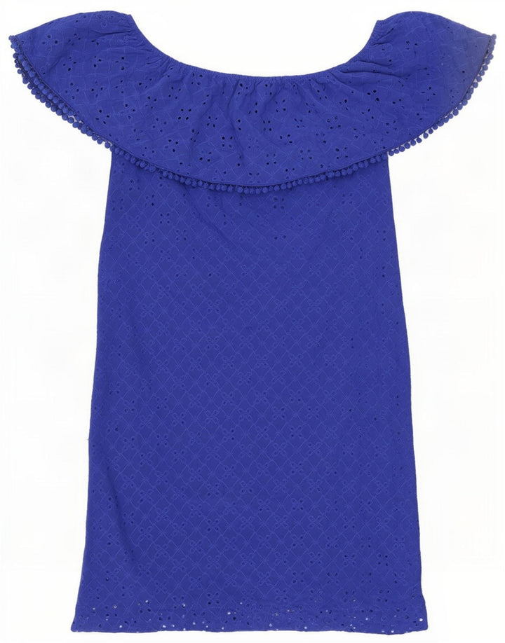 Vestido feminino Oasis com ombros de fora UK 6 XS azul poliéster