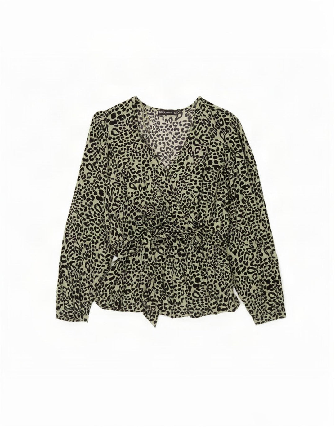 Blusa feminina Marks & Spencer Reino Unido 12 verde médio com estampa animal
