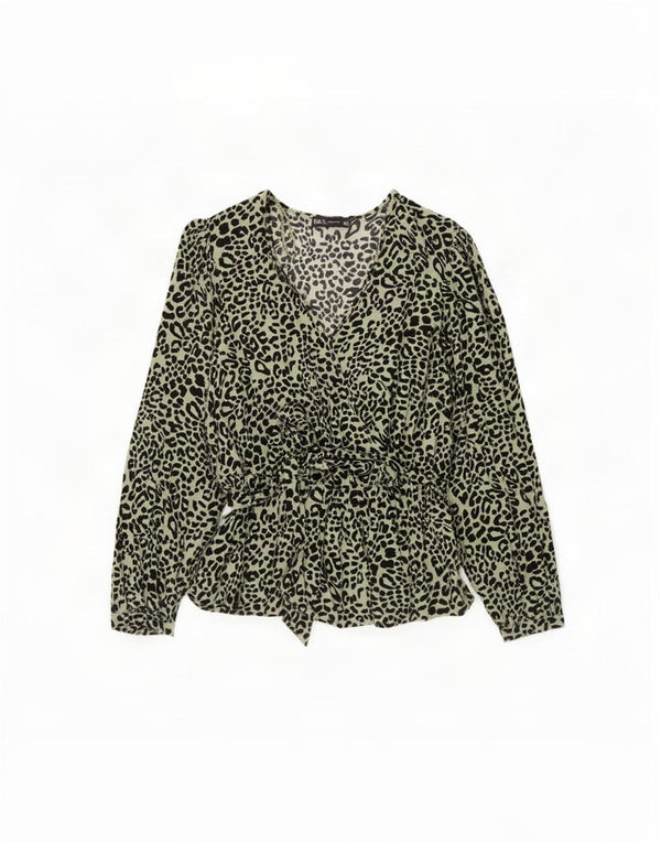 Blusa feminina Marks & Spencer Reino Unido 12 verde médio com estampa animal
