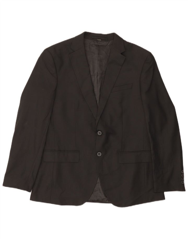 Jaqueta blazer masculina MARKS & SPENCER com 2 botões Reino Unido 40 grande poliéster preto