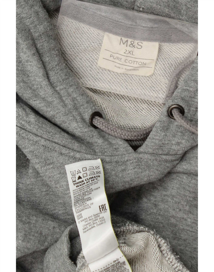 Suéter masculino com capuz Marks & Spencer 2XL algodão cinza