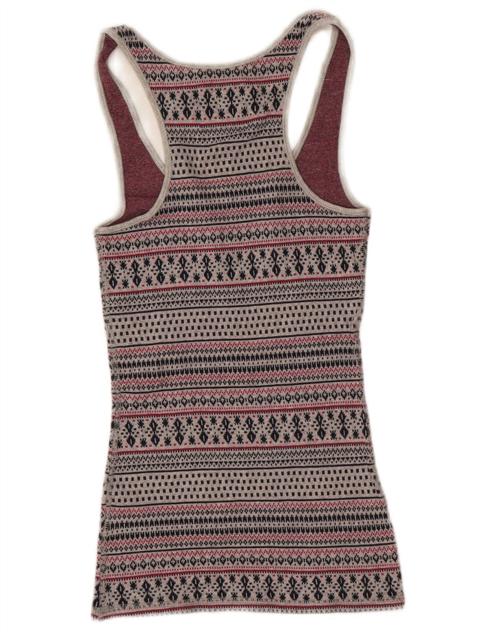 JACK WILLS Colete feminino Top UK 8 pequeno cinza Fair Isle algodão