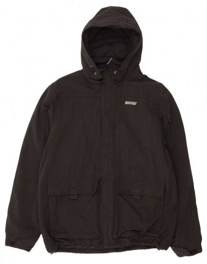 Jaqueta masculina acolchoada com capuz WOOLRICH UK 44 2XL nylon preto