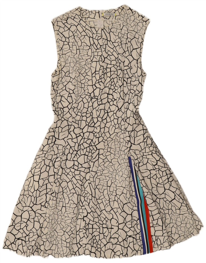 Vestido feminino Iceberg com estampa abstrata sem mangas evasê IT 42 médio branco