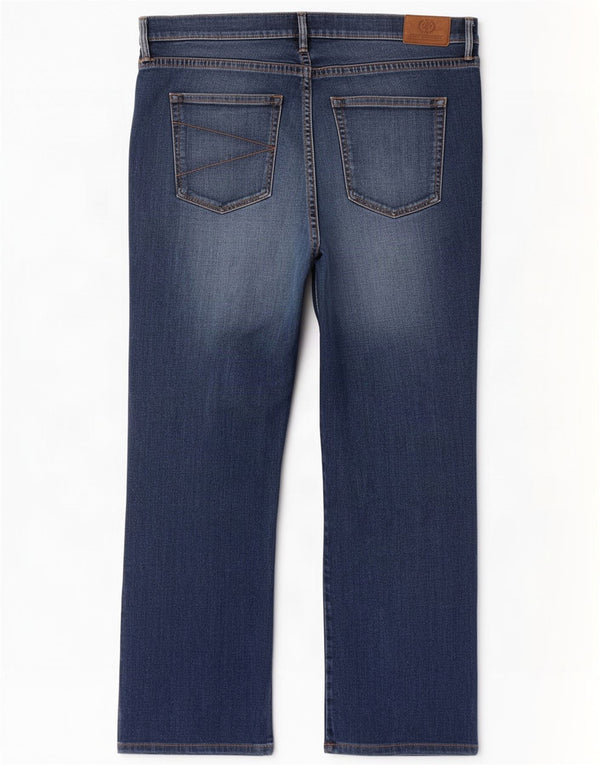 Calça jeans reta masculina Marks & Spencer Blue Harbor W38 L31 algodão marinho