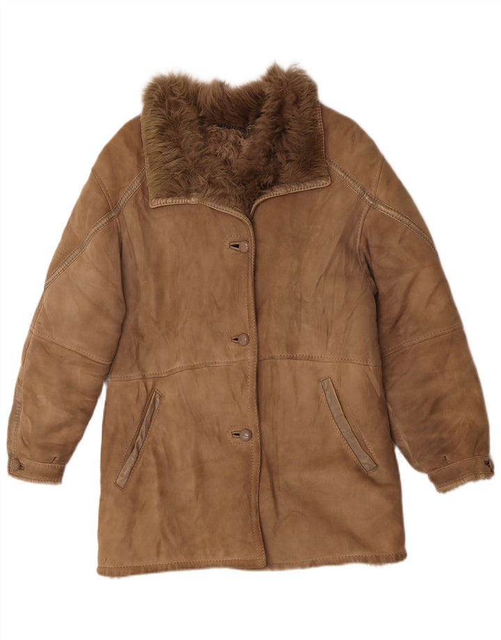 Jaqueta feminina vintage de shearling IT 44 Shearling bege médio
