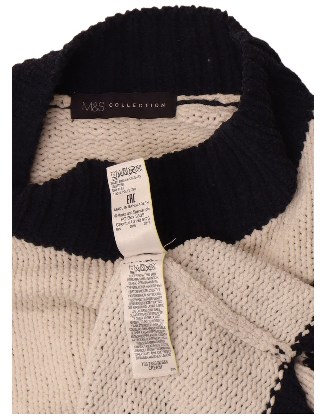 Suéter feminino Marks & Spencer com gola tartaruga Reino Unido 14 médio branco