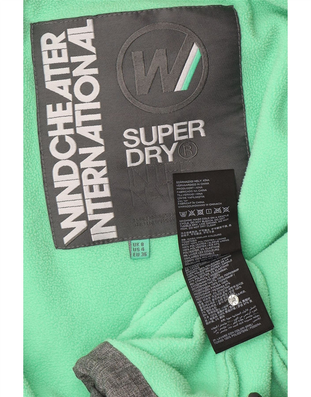 Jaqueta corta-vento feminina SUPERDRY The Windcheater Graphic UK 8 pequena cinza
