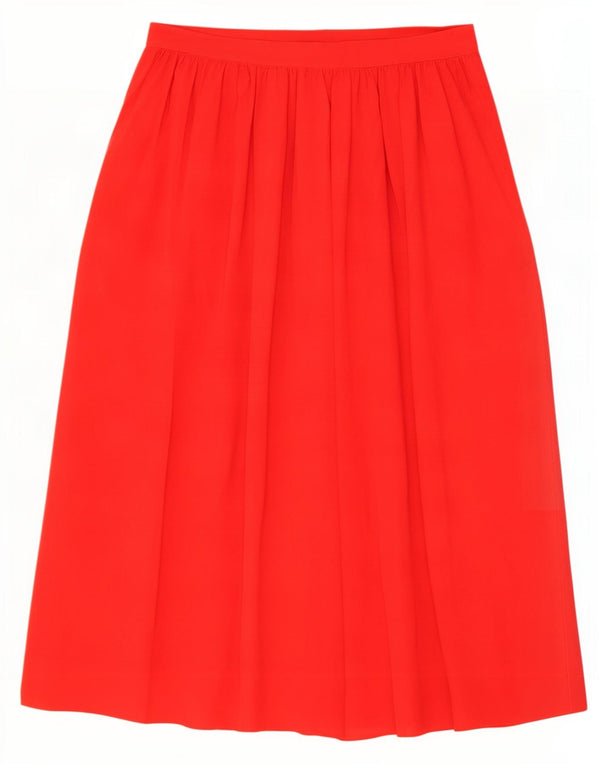 Saia larga feminina vintage IT 44 médio W28 seda vermelha