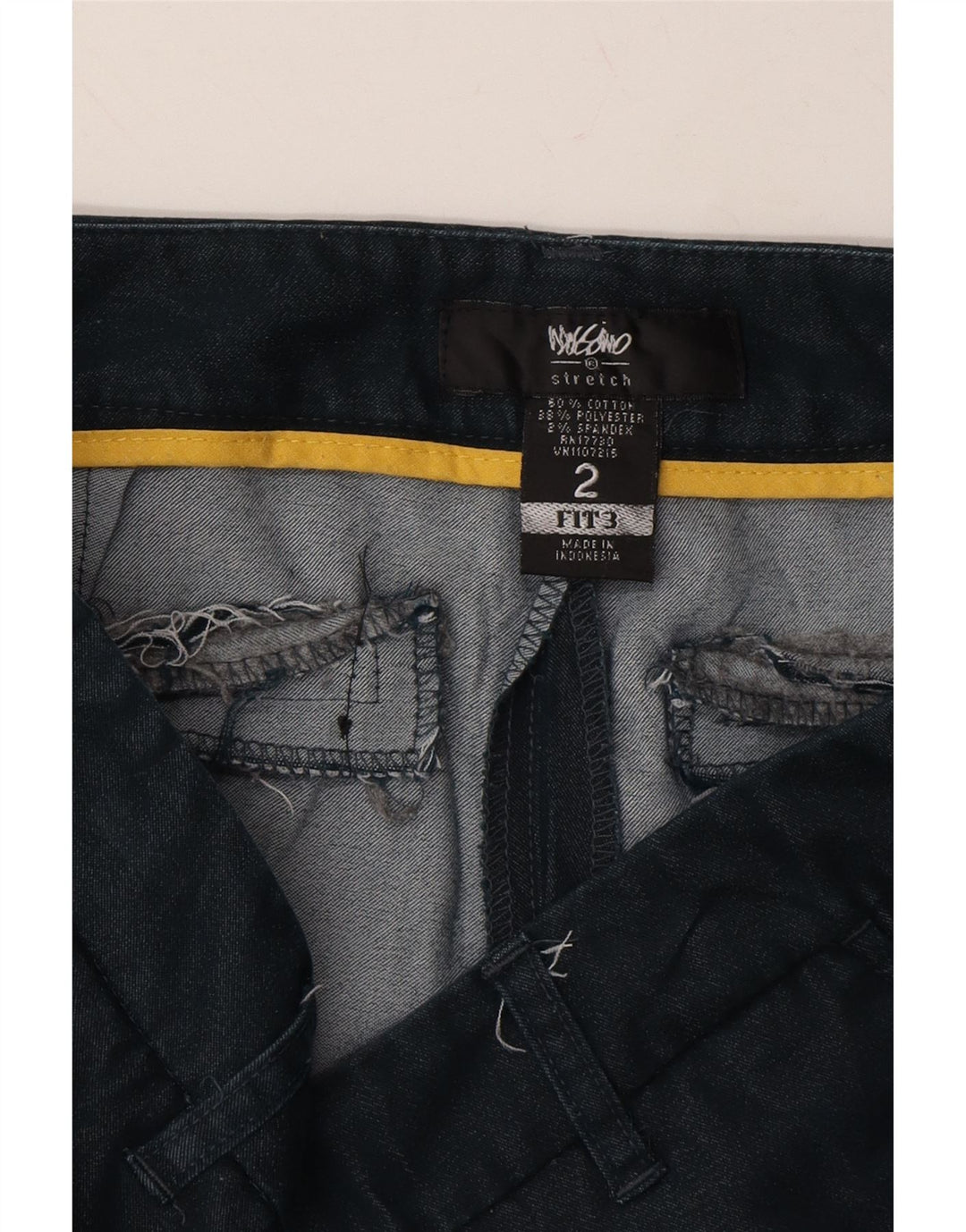 MOSSIMO Womens Crop Chino Trousers US 2 XS W28 L24 Navy Blue Cotton Vintage Mossimo and Second-Hand Mossimo from Messina Hembry 