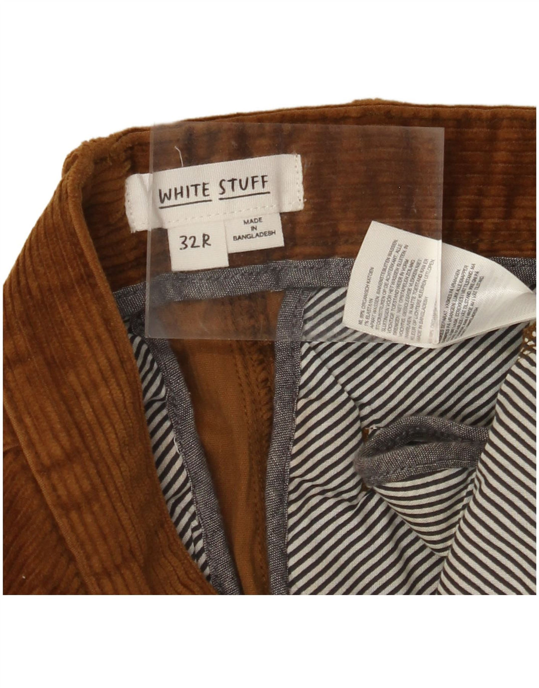 Calça masculina de veludo cotelê WHITE STUFF W32 L29 algodão marrom