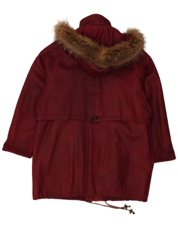 Jaqueta Parka com capuz grande feminina vintage EU 48 2XL marrom
