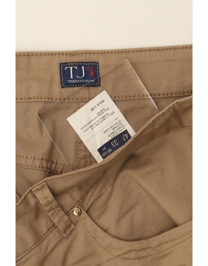 TRUSSARDI Womens Straight Casual Trousers W31 L30 Beige Cotton Vintage Trussardi and Second-Hand Trussardi from Messina Hembry 