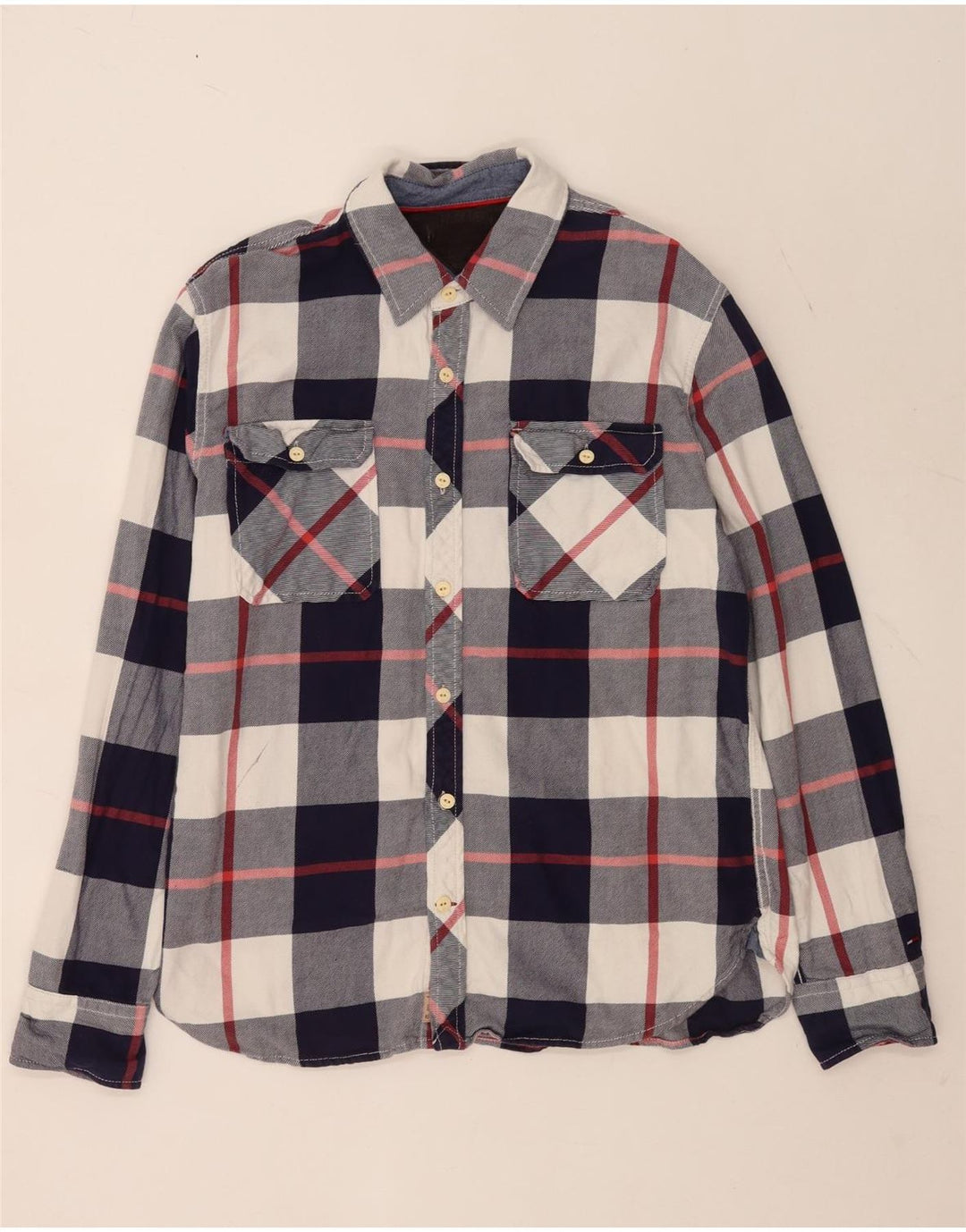 Camisa masculina de flanela Tommy Hilfiger XL azul xadrez algodão