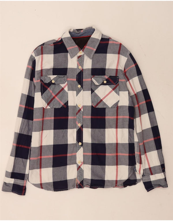 Camisa masculina de flanela Tommy Hilfiger XL azul xadrez algodão