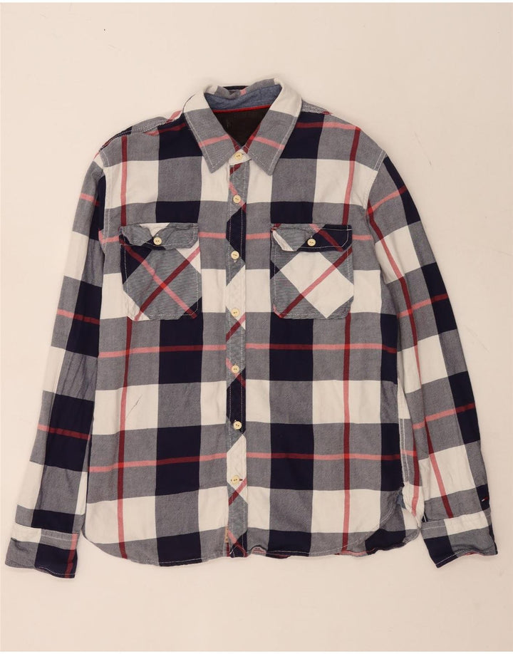 Camisa masculina de flanela Tommy Hilfiger XL azul xadrez algodão