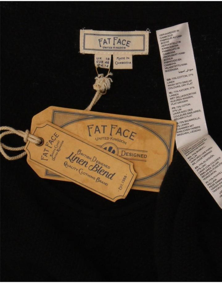 Blusa feminina Fat Face Top UK 18 XL algodão preto