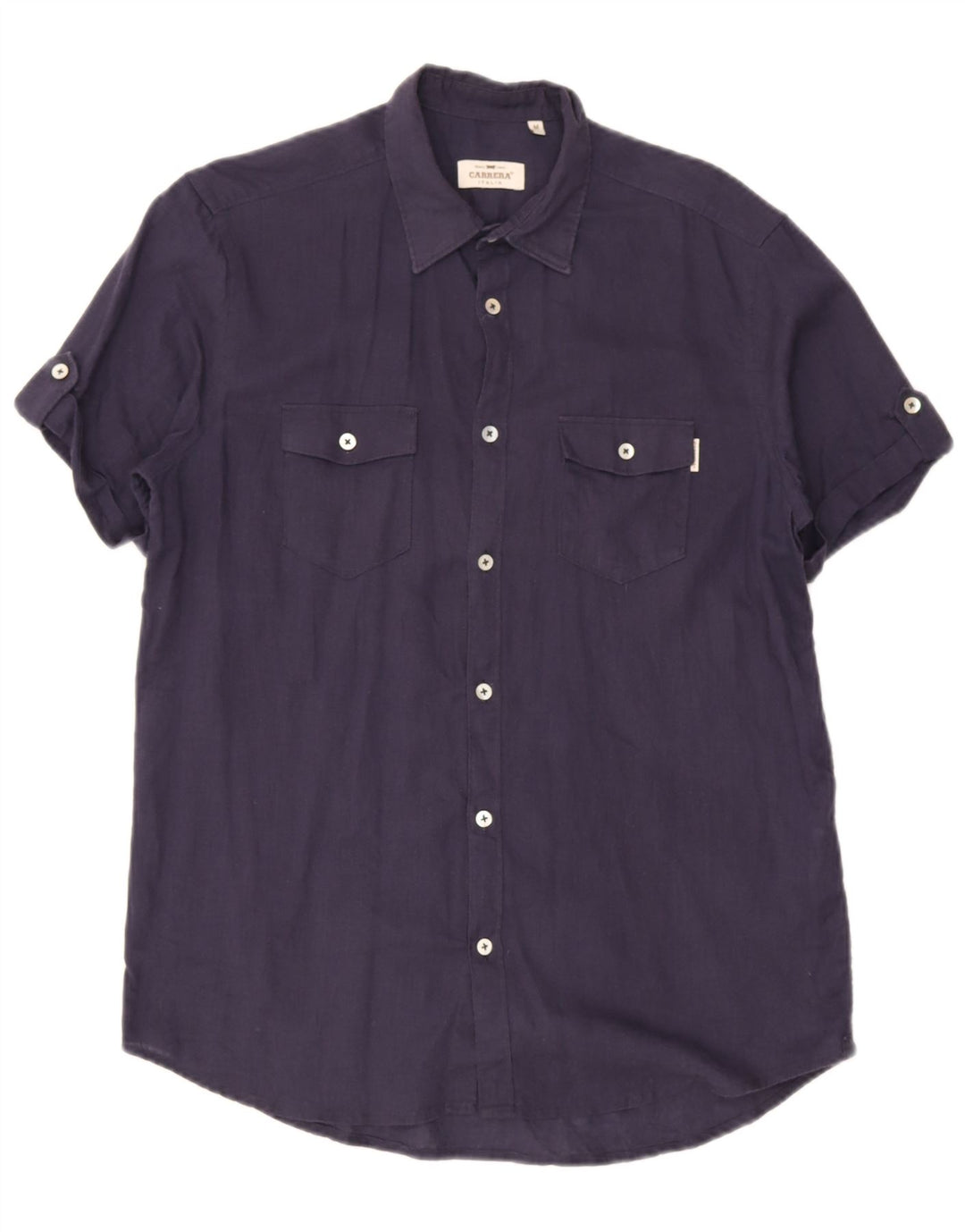 Camisa masculina Carrera média azul marinho linho