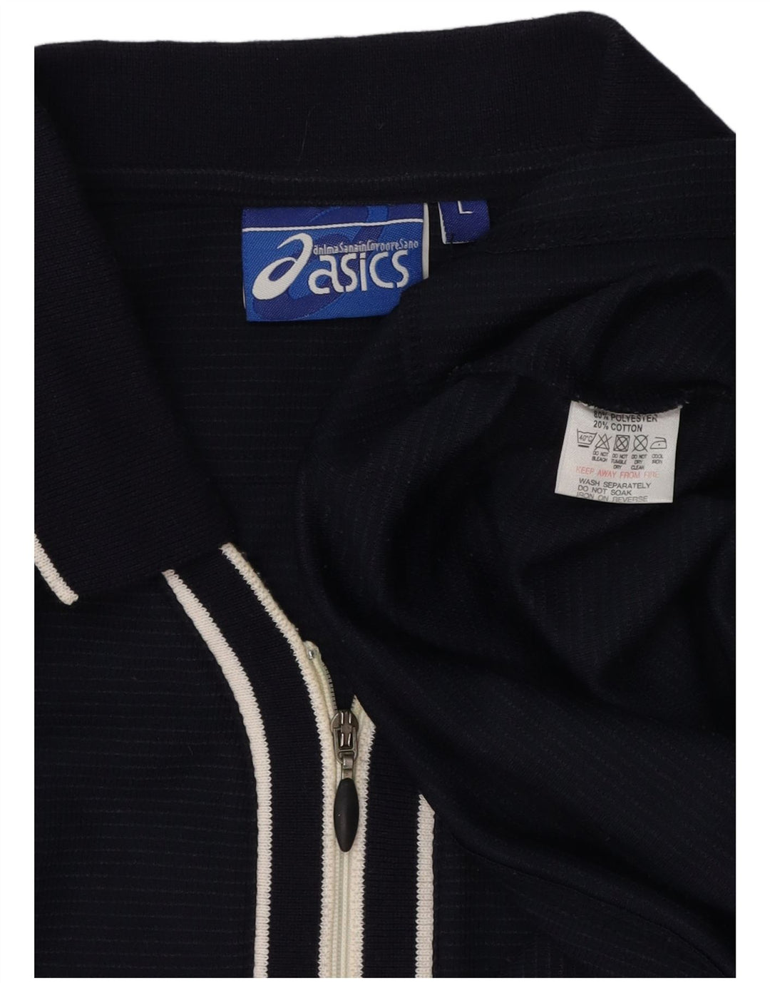 Camisa polo masculina ASICS grande algodão listrado azul marinho