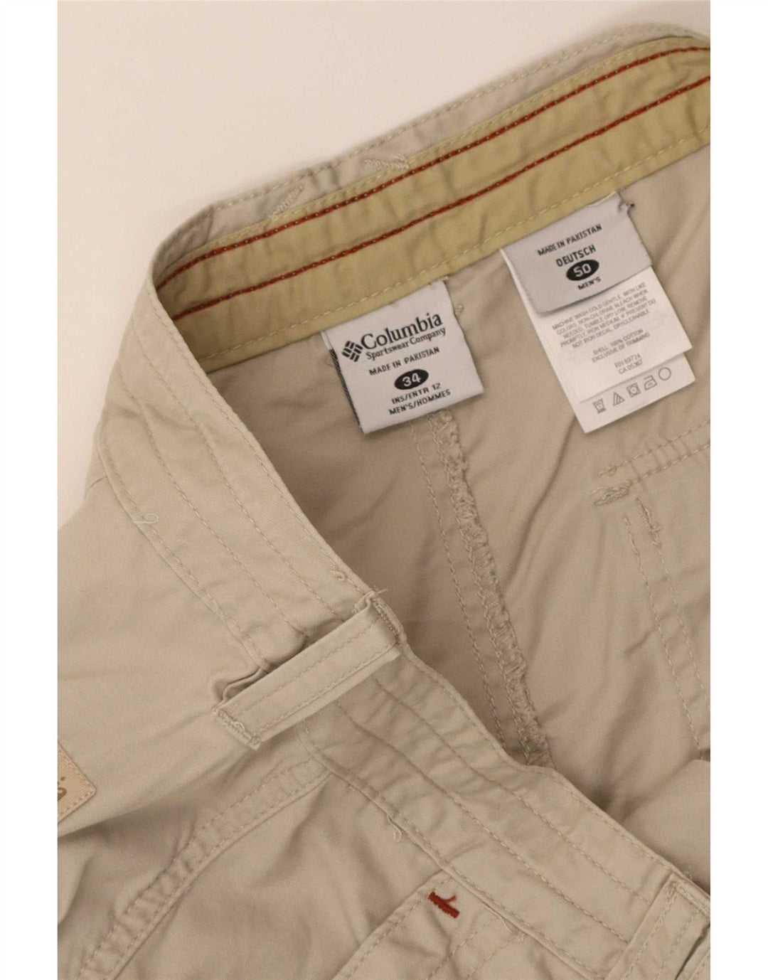 Columbia Mens Cargo Shorts W34 Grande Algodão Bege