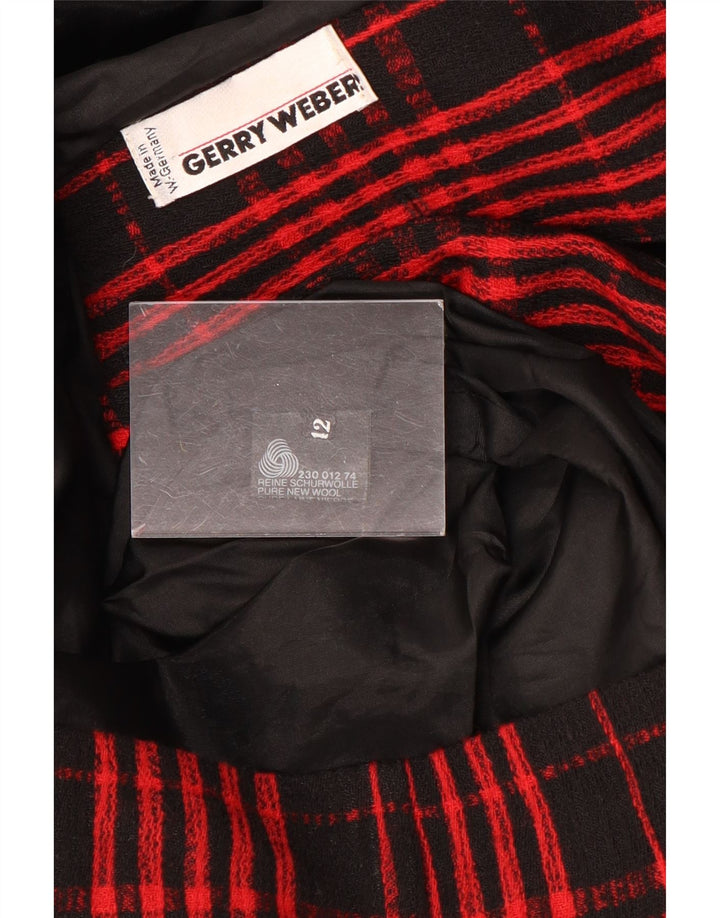 Jaqueta blazer feminina Gerry Weber com 7 botões Reino Unido 12 lã xadrez média vermelha