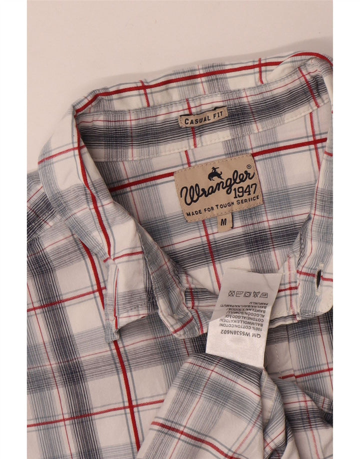 Camisa masculina casual WRANGLER de algodão xadrez médio branco